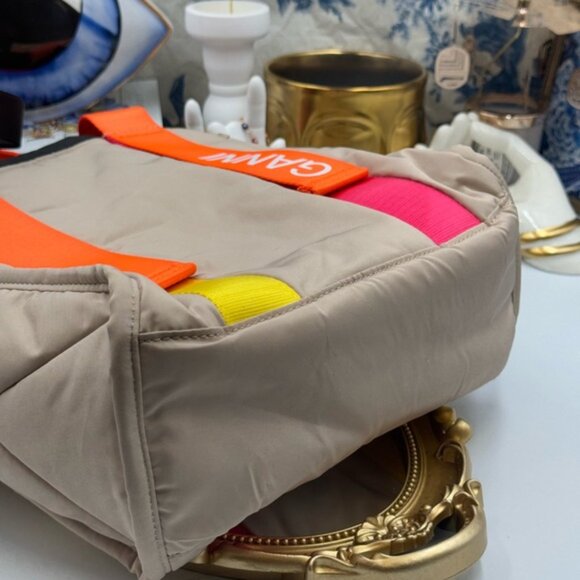 🆕 GANNI 🧿 NWT Small Recycled Tech Tote Bag Crossbody, Khaki & Orange - Picture 13 of 14